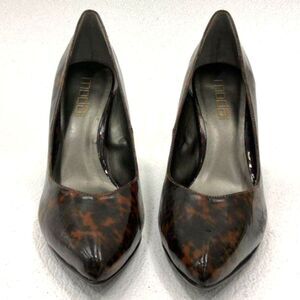 Moda Spana Titian Cognac Tortoise Patent Leather Pumps Women's SZ 9.5